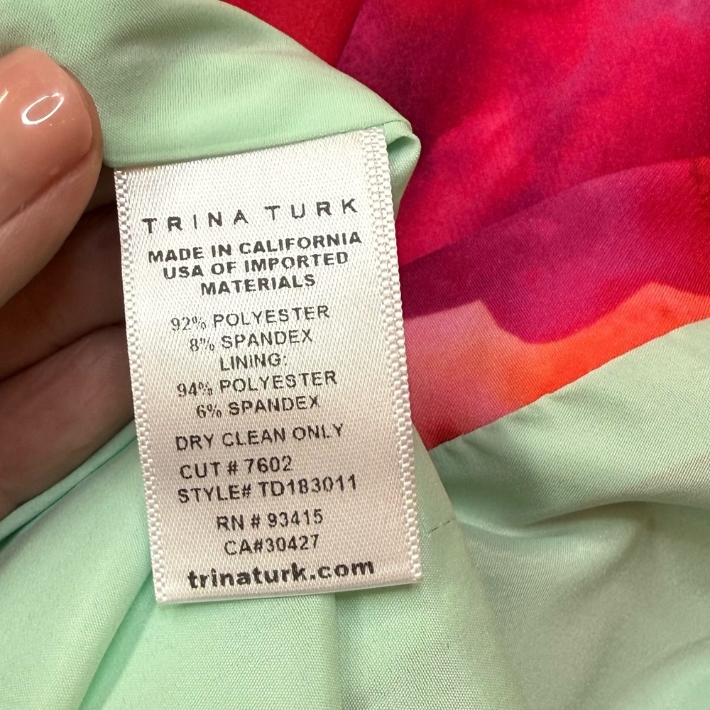 Trina Turk Delano Watercolor Floral Sleeveless Sheath Racerback Cocktail Size 12 - Picture 6 of 10